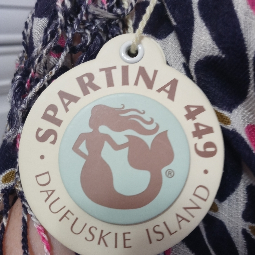 Spartina 449 Handcrafted Fashion Scarf With Fringe 71x23 - Picture 7 of 9